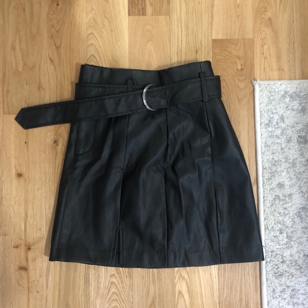 Faux Leather Pleated Skirt